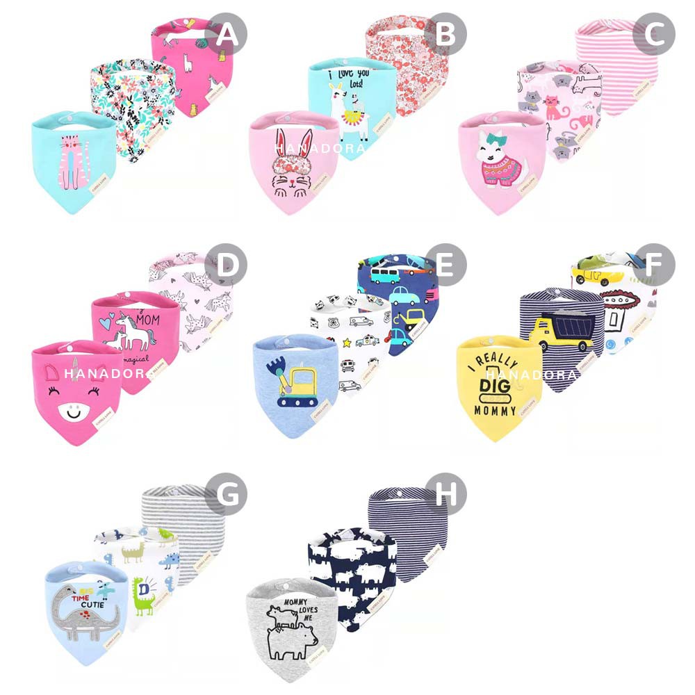CUCI GUDANG - Catell Love Bib Scarf Set 3pcs BB03 - Slabel Celemek Bayi Segitiga