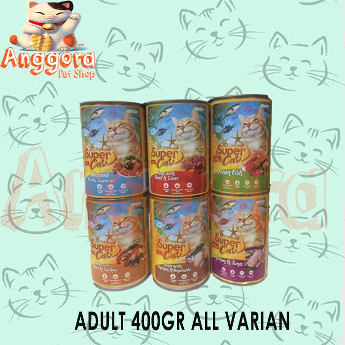 Makanan Kucing basah Super Cat kaleng ADULT 400gr ALL VARIAN