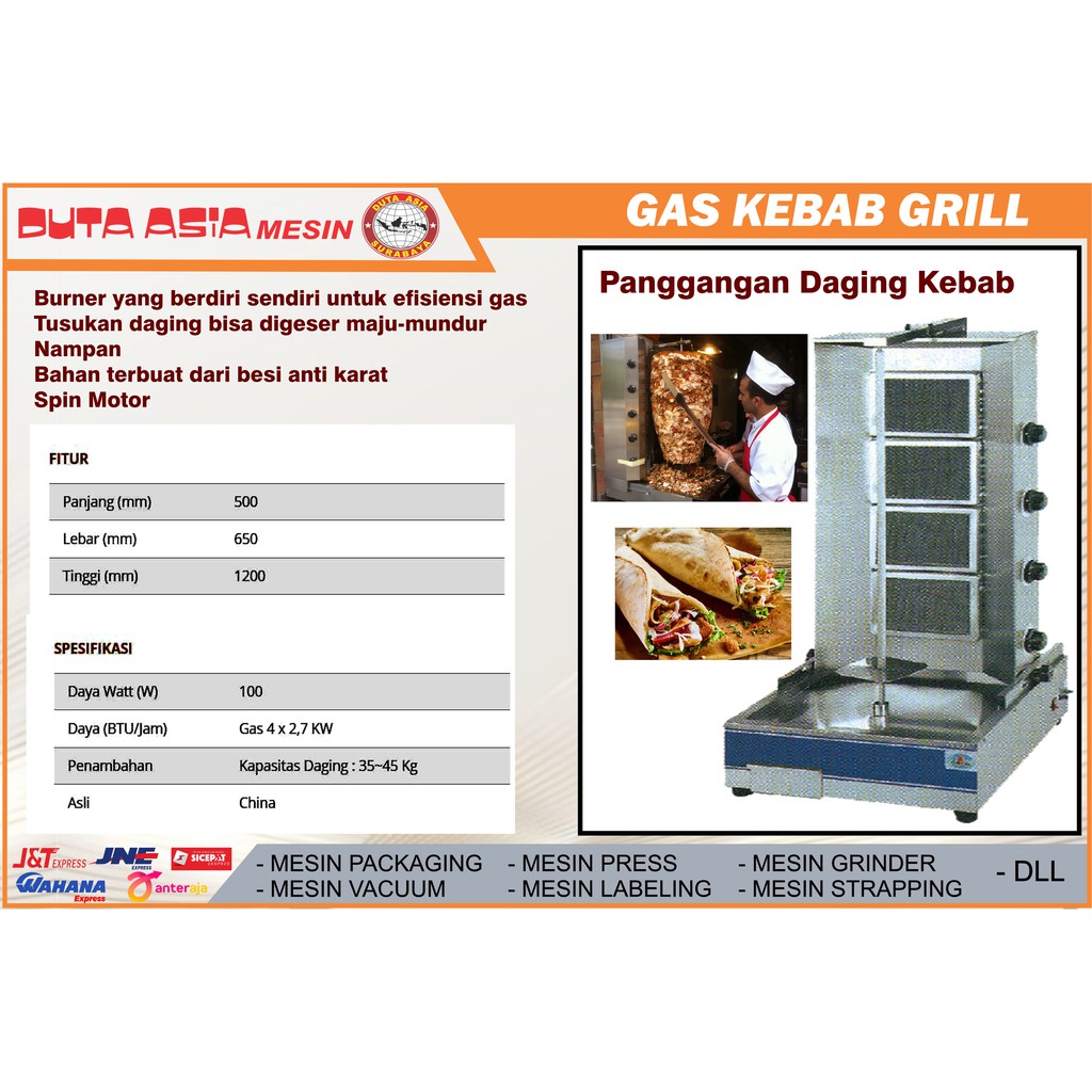 MESIN PEMANGGANG DAGING KEBAB/ GAS KEBAB GRILL