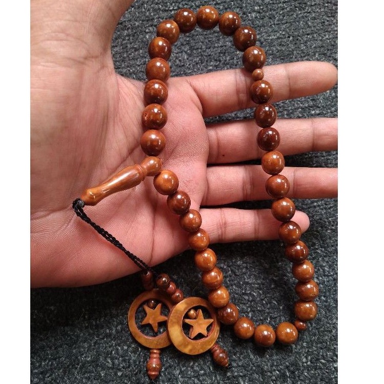 tasbih kokka bulat ± 12 mm ( 12mm )  33 butir bulan bintang