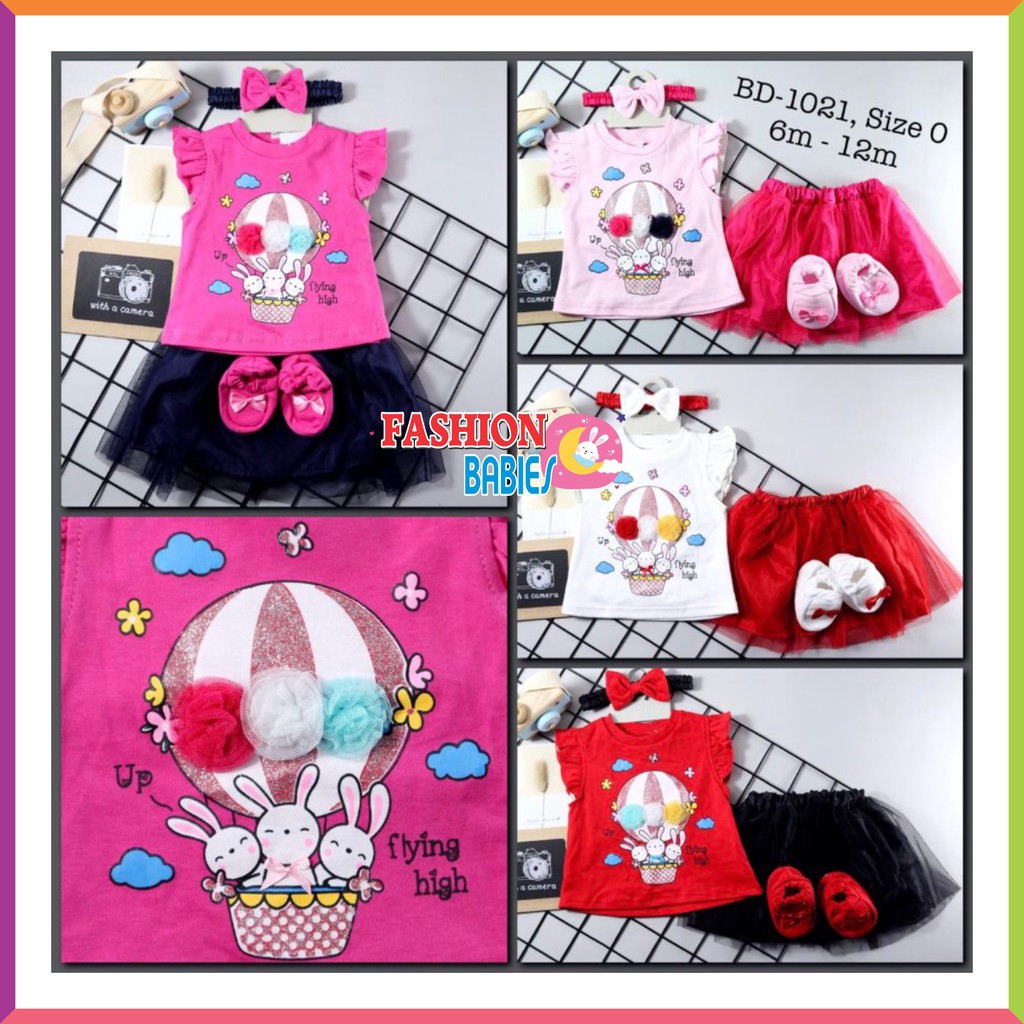 ❤ Baby Fashion ❤ 4in1 SET TUTU BAYI + BANDANA + SEPATU PEREMPUAN 3-12BLN / BABY GIRL TILE SET / KADO