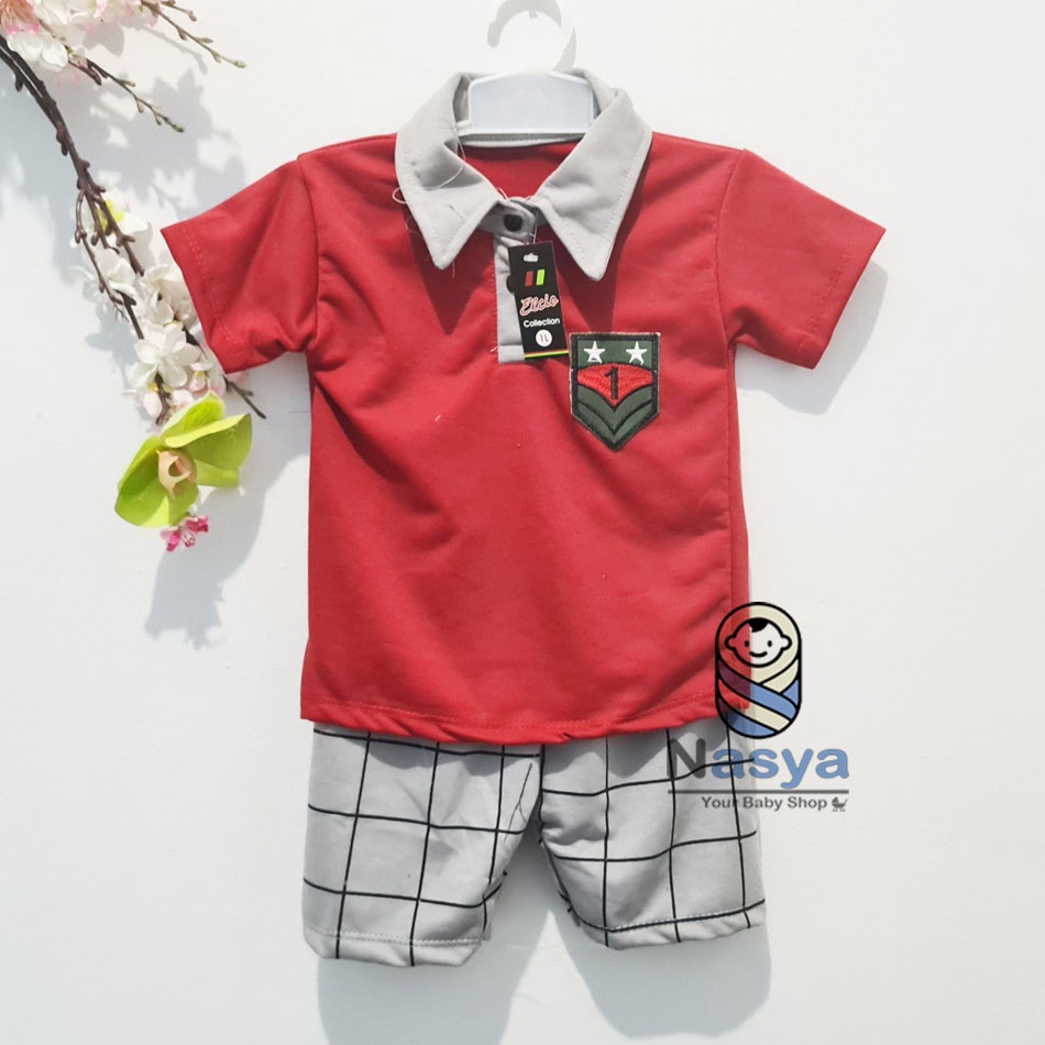 [RS-019] Baju Bayi | Stelan bayi kerah | setelan bayi karakter 3-12 bulan | baju bayi laki laki