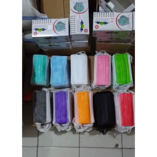 Masker polos warna earloop 2ply dan 3ply