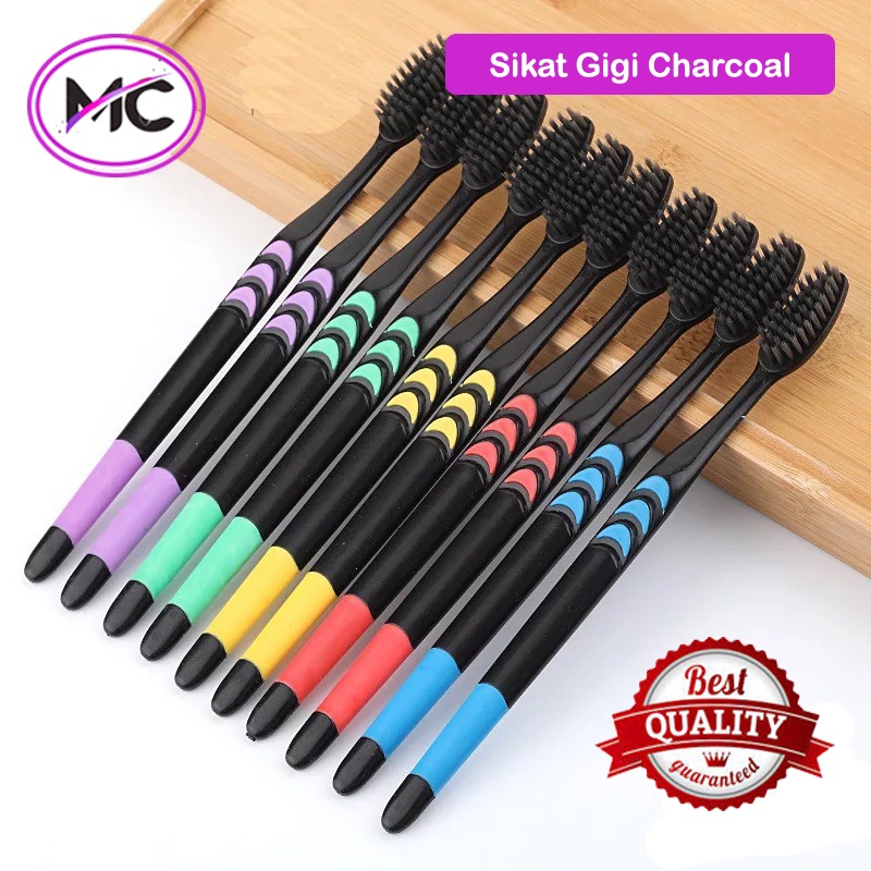 Sikat Gigi Charcoal Arang Bambu Toothbrush Bamboo Murah Bulu Lembut Murah