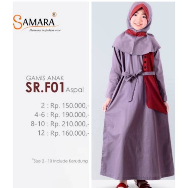 Gamis  anak Samara F01 Aspal