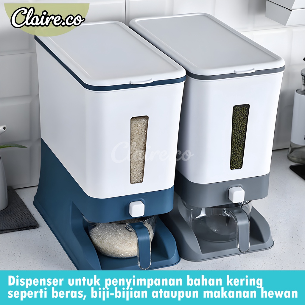 Dispenser Beras WBOM02 Rice Box 12Kg Tempat Penyimpanan Beras Otomatis + Wadah Pengering