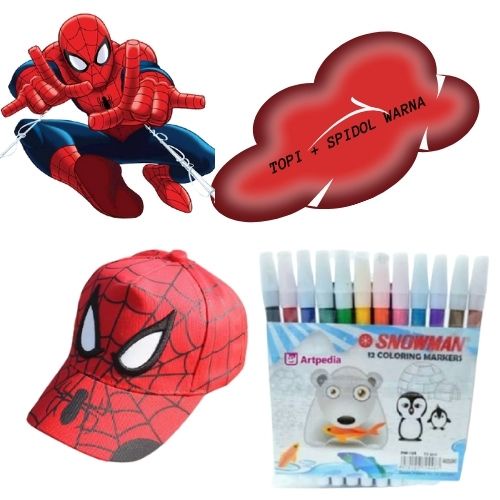 TAS SPIDERMAN TAS KARAKTER ANAK SPIDERMAN TAS ANAK SEKOLAH SPIDERMAN HULU MERAH PENSIL WARNA