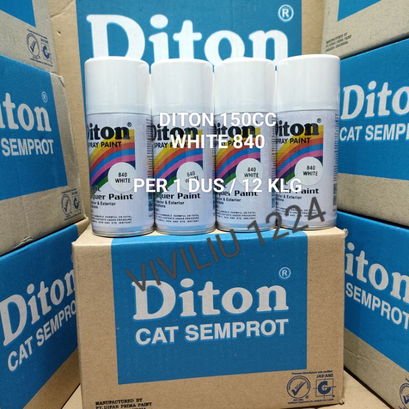 Pilok Cat Diton White 840 Per 1 Dus / 12 Klg Putih 150cc Harga Per 1 Dus (12) Cat Semprot Diton Pilok Diton Pilox Diton Cat Diton 150cc