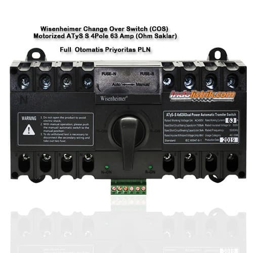 PERTUKANGAN PERLENGKAPAN LISTRIK CHANGE OVER SWITCH 4P 63A MOTORIZED ATYS OHM SAKLAR 63 A WISENHEIME