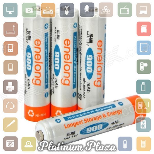 Enelong Baterai Cas Ni-Mh AAA 900mAh 4 PCS - HR03 / MN2400 - White`6B6V32-