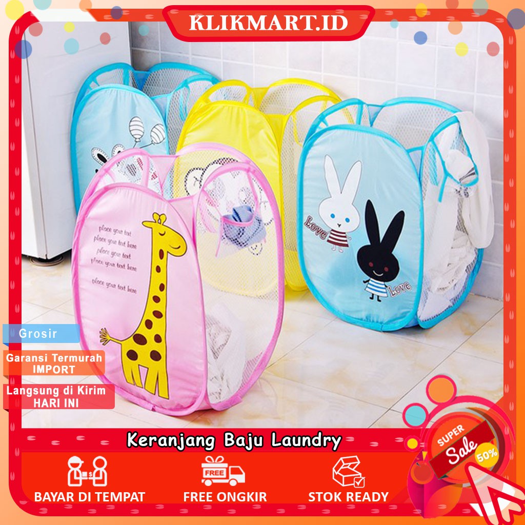 Km 101 Keranjang  Baju  Kotor Lipat Motif Karakter  Laundry 