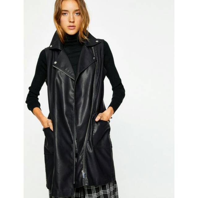 Long Vest Wanita Kulit