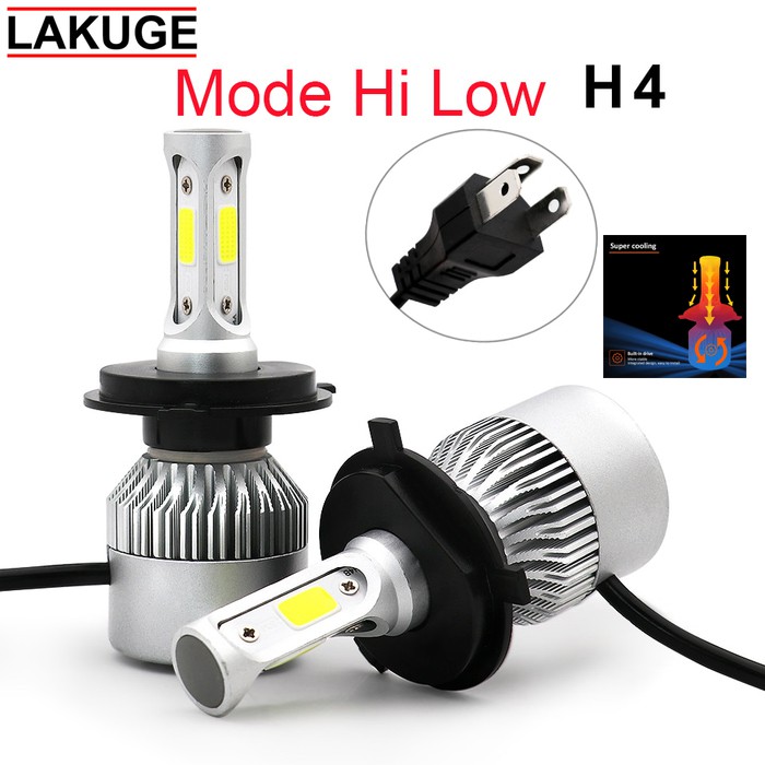 Lampu Mobil  Headlight  LED  COB 72W 8000LM H4  HB3 9003 2 PCS 
