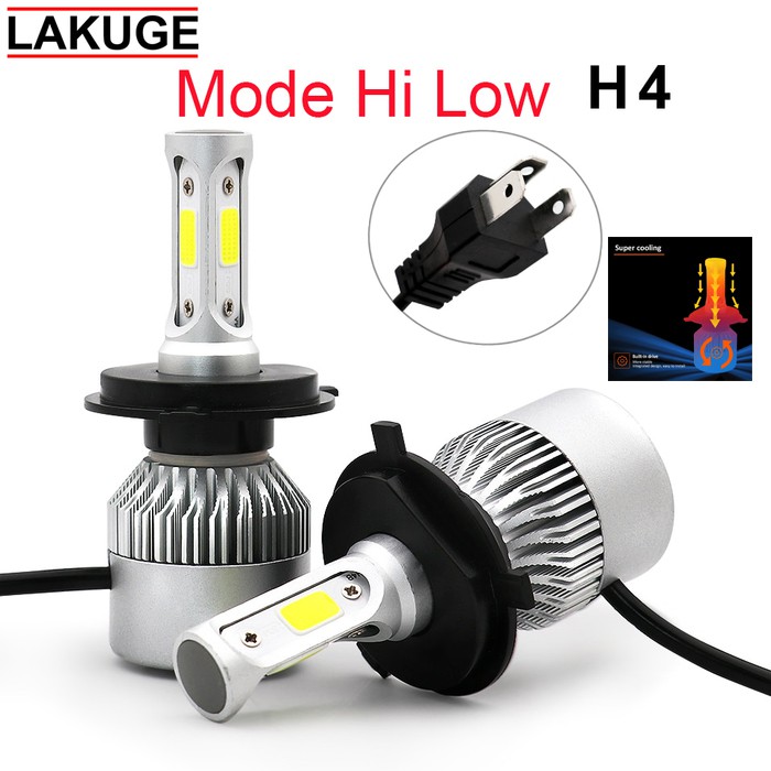 Lampu Mobil Headlight LED COB 72W 8000LM H4 HB3 9003 2 PCS Lampu Mobil Headlight LED COB 72W 8000LM H4 HB3 9003 2 PCS
