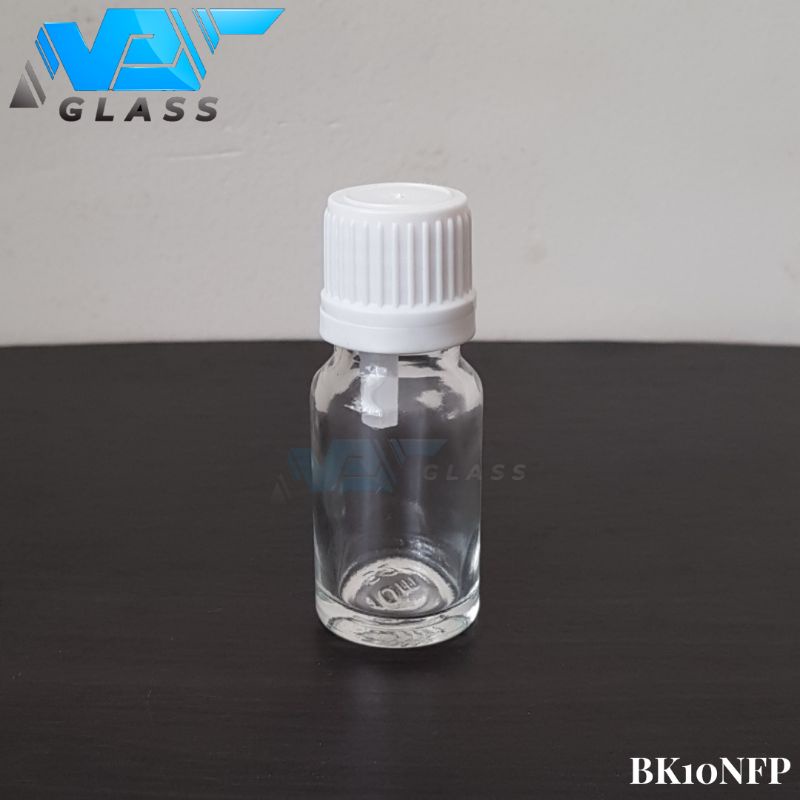 botol kaca 10ml bening tebal tutup filler putih