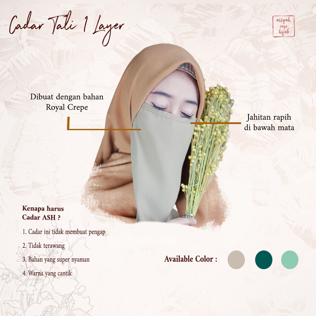 Aisyah Says Hijab - Cadar 2 Layer Tali Crepe Premium Hijab Muslim Wanita Jahitan Rapi Model Kekinian