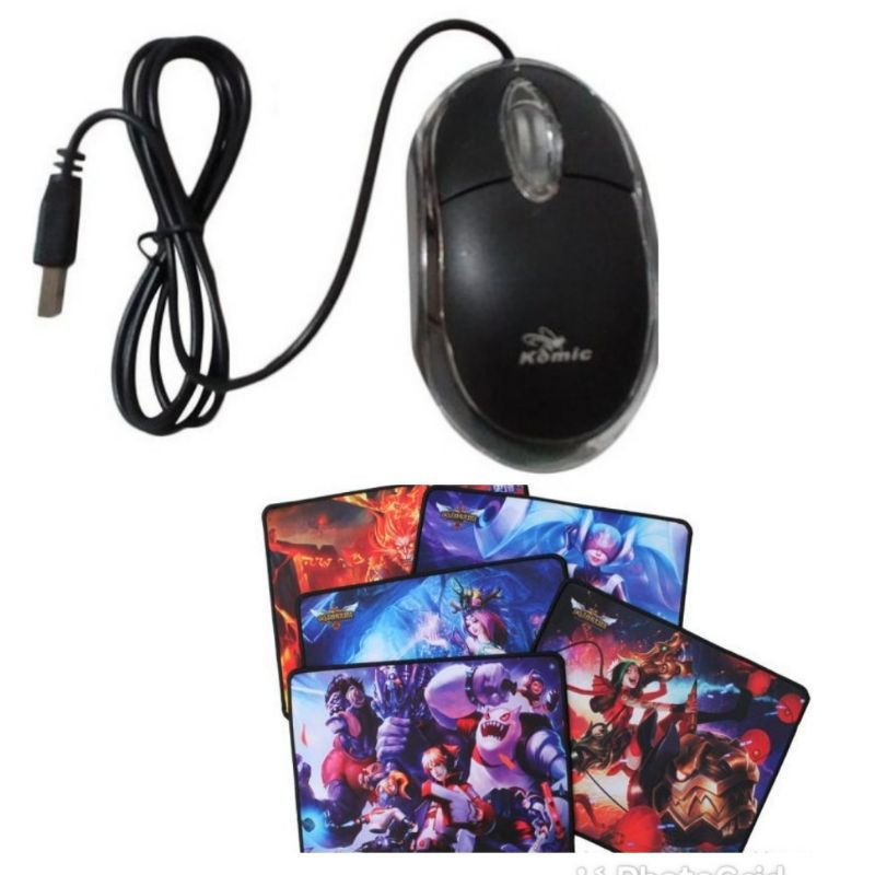 Paket Kombo Mouse Kabel dan Mousepad Karakter