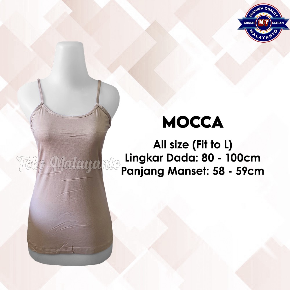 Tanktop Tali Kecil Renda Polos Warna Ukuran All Size Ready Stok!!-Mocca