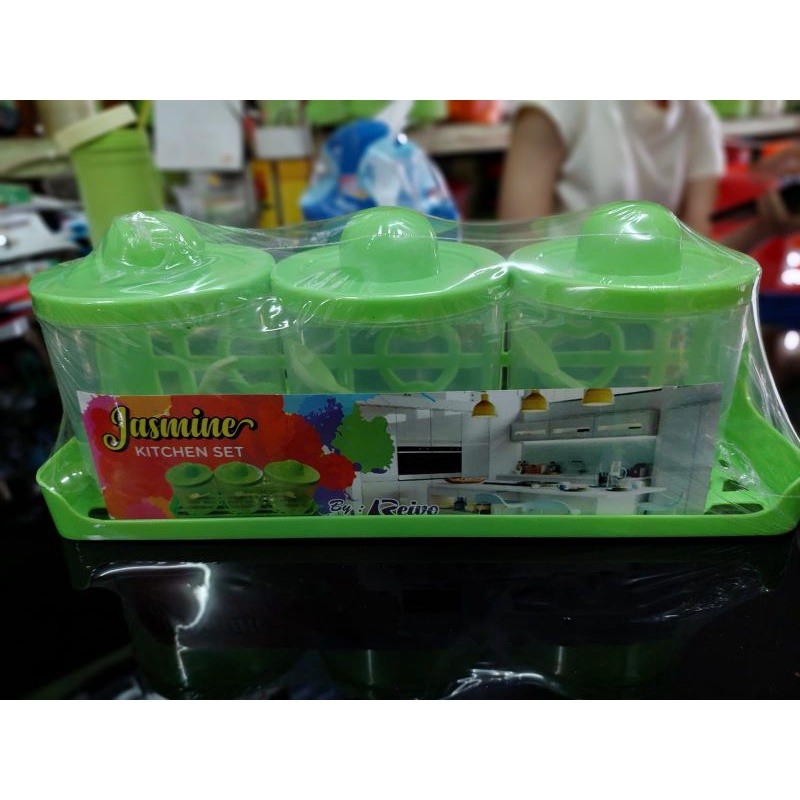 tempat bumbu set jasmine + sendok kitchen set  /tempat bumbu plastik