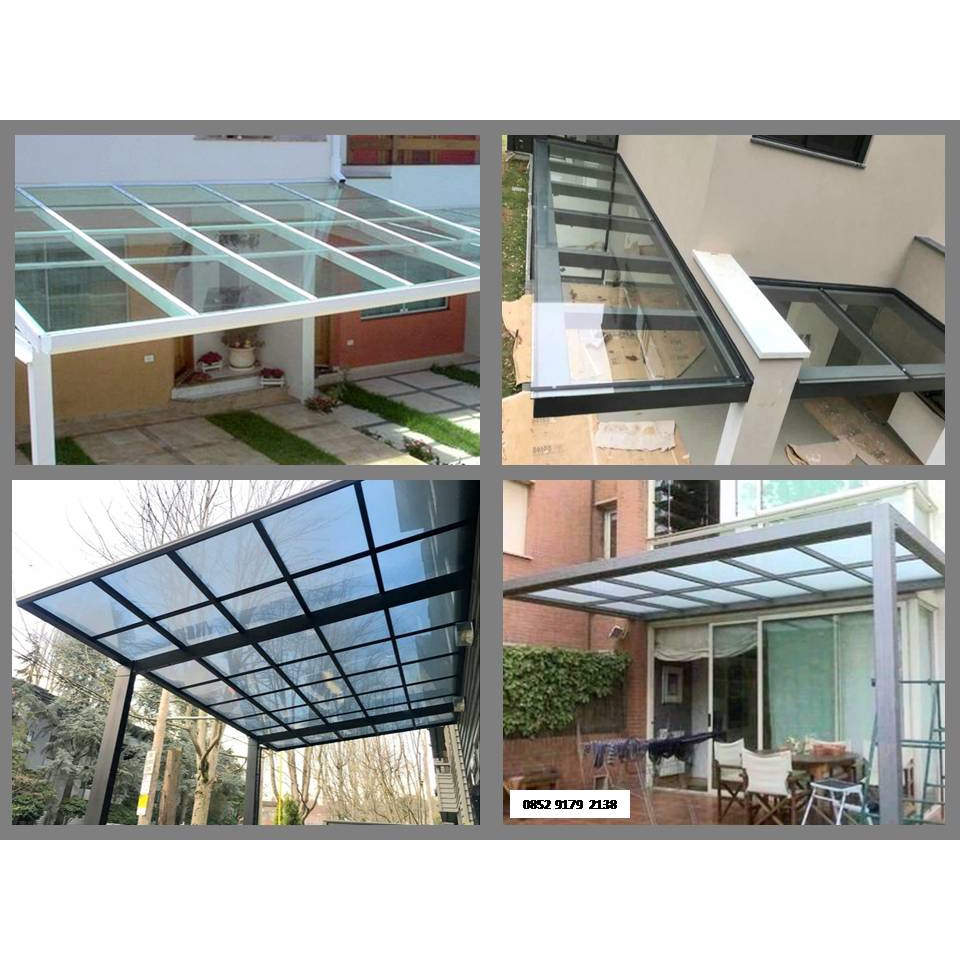 Kanopi Kaca laminate  Canopy Tempered Kanopi Minimalis Rangka Besi