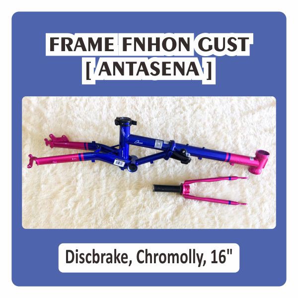 Frame Fork Fnhon Gust Wayang Antasena Discbrake Pink Biru Disc brake Db 16 inch Limited Pink Blue