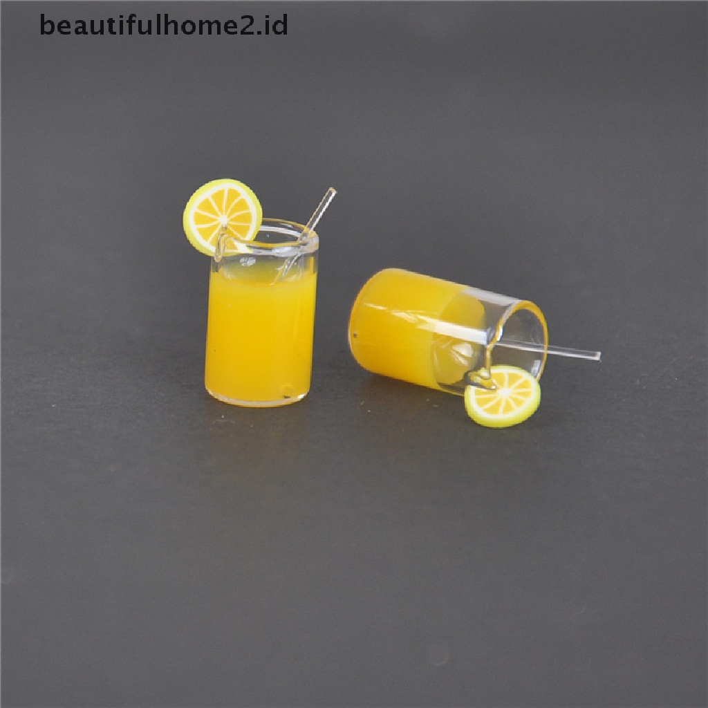 (beautifulhome2.id) 2pcs Miniatur Gelas Air Lemon Skala 1: 12 Untuk Dekorasi Rumah Boneka