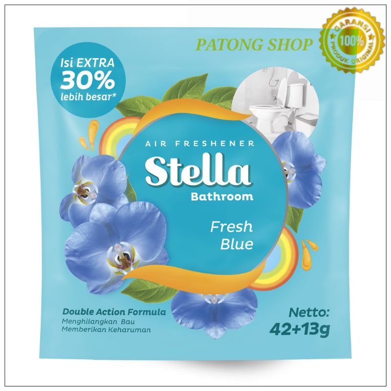 Stella Bathroom pengharum kamar mandi isi lebih besar 42gr + 13gr Fresh Blue