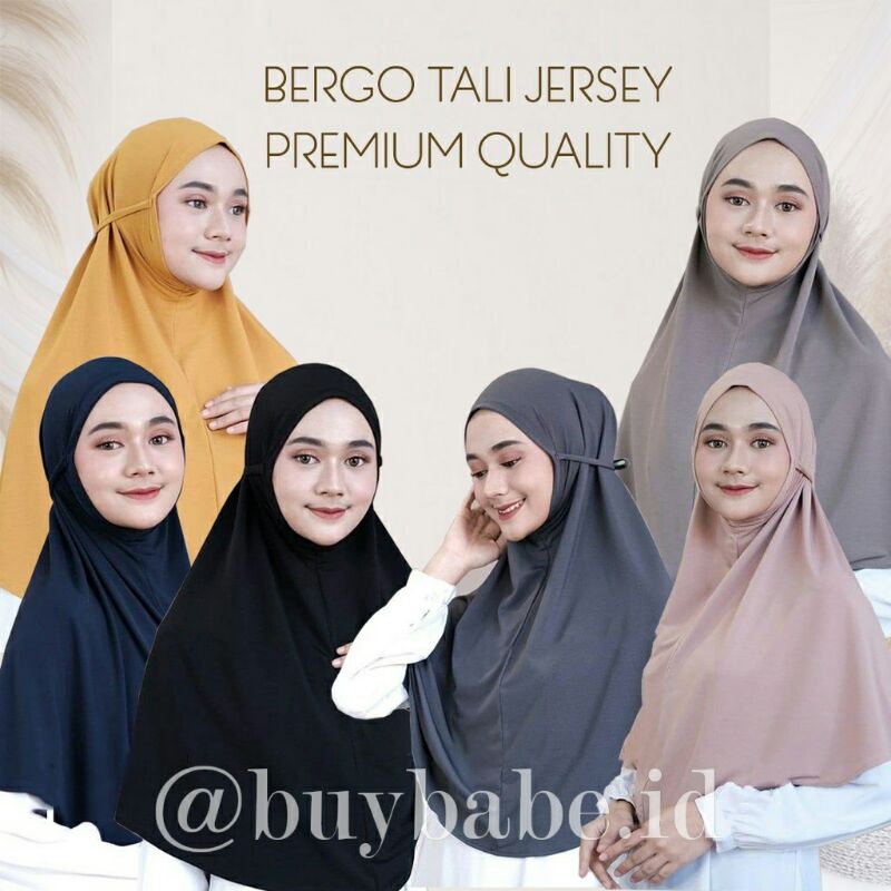 KERUDUNG BERGO TALI JERSEY/KERUDUNG INSTAN BERGO/BERGO INSTAN TALI PREMIUM