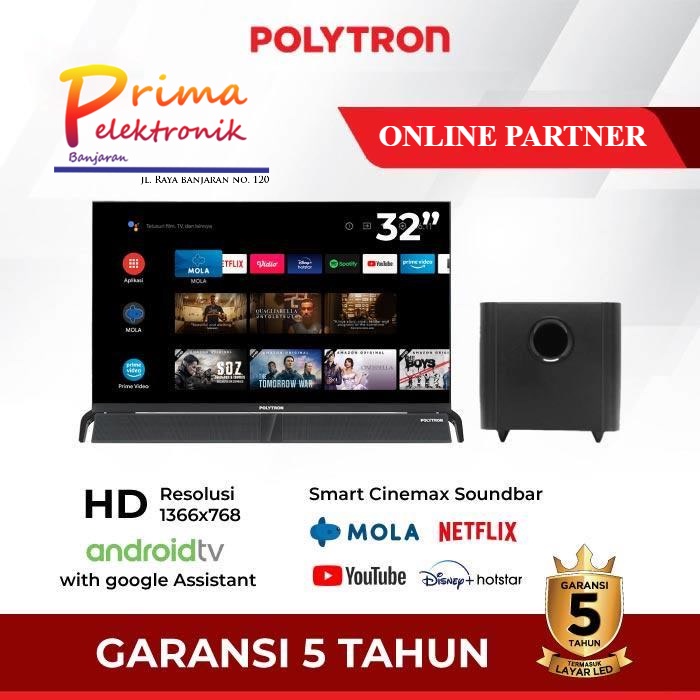 POLYTRON SMART Androidtv with Soundbar 32inch PLD 32BAG9953