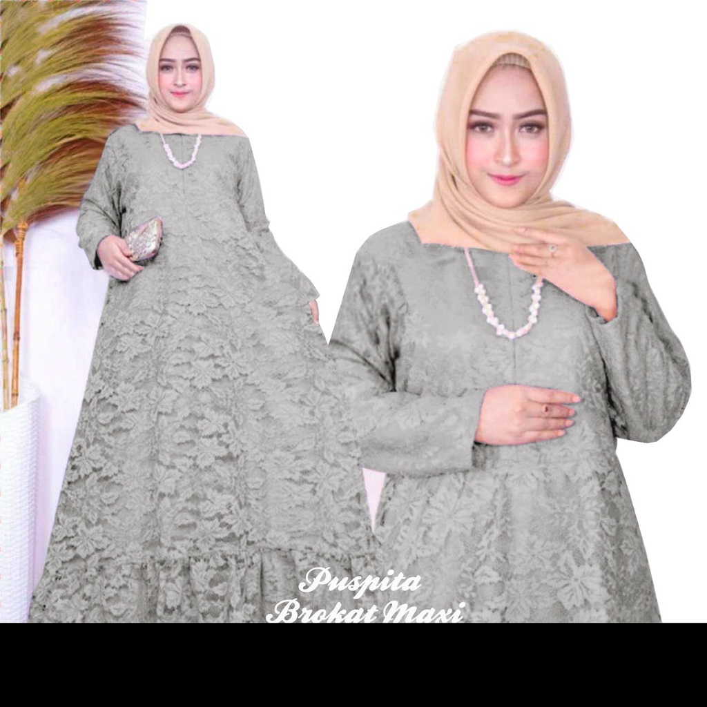 HOPYLOVY - Maxi Brukat Jumbo Sleting Depan / BUSUI Friendly Puspita