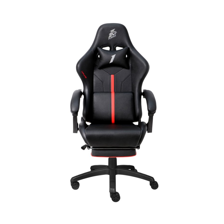 1STPLAYER GAMING CHAIR BD1 - BLACK - LUMBAR MASSAGE - Gamer’s Armrest &amp; Leisure Footrest - High Quality Leather