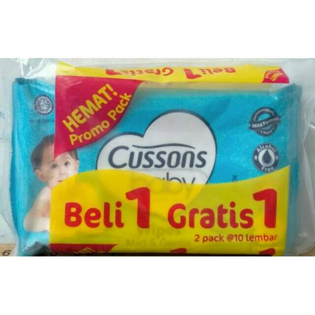 Tissue Basah Cussons isi 10 (beli 1 gratis 1)