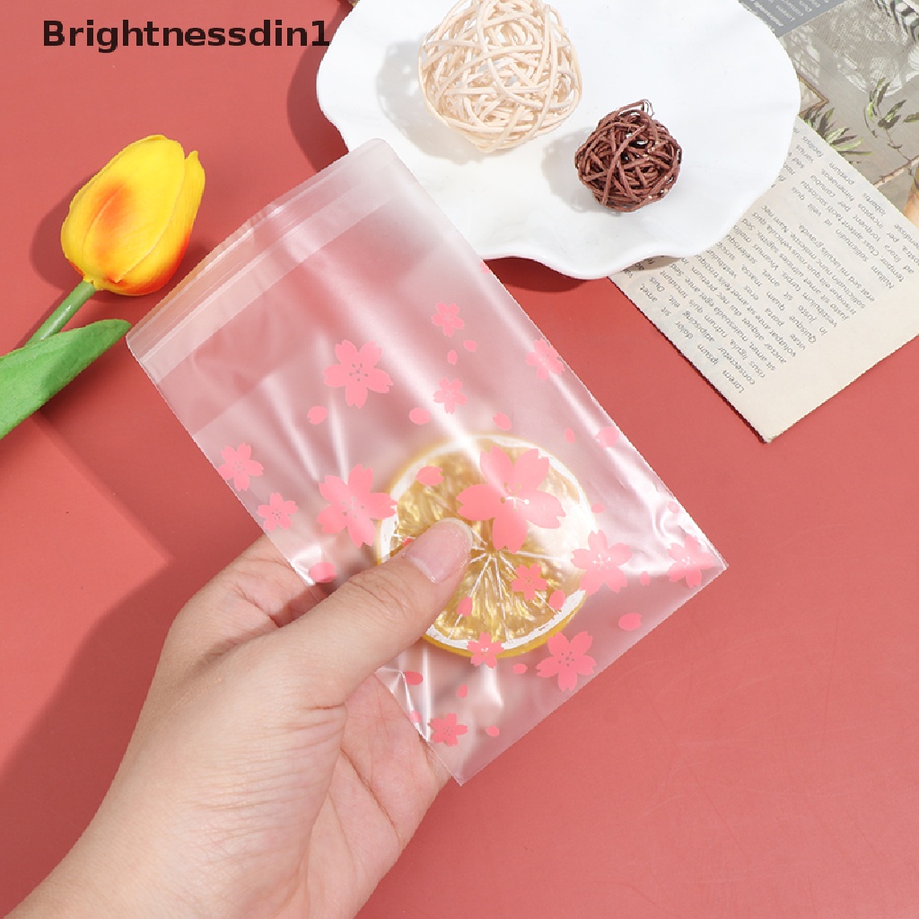 100 Pcs / Set Kantong Plastik Motif Dots Cherry Blossoms Untuk Hadiah