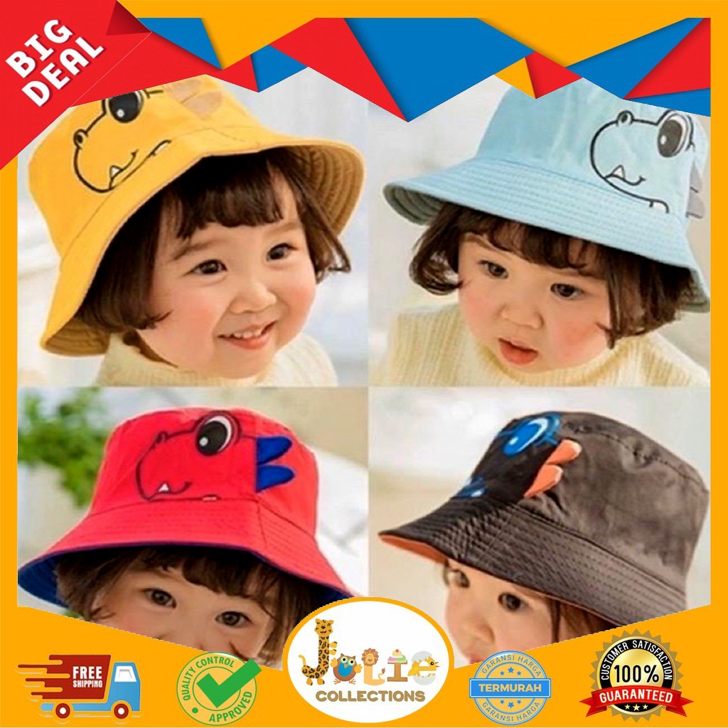 11.11 TOPI BUCKET UNISEX TOPI ANAK PEREMPUAN LAKI LAKI TOPI BUCKET DINO