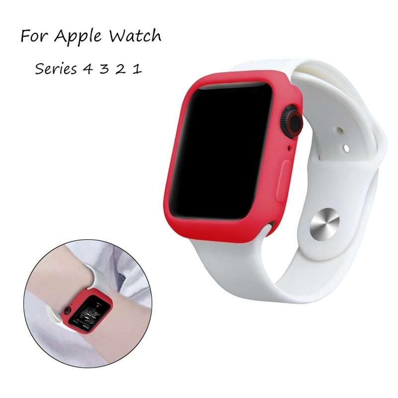 Fou Apple watch Series6 SE 5 4 3 2 1 I-watch Cover 40mm 44mm 38MM 42MM Candy Color Silicone Cover Warna TPU Cover Pelindung Ultra-Tipis Bumper