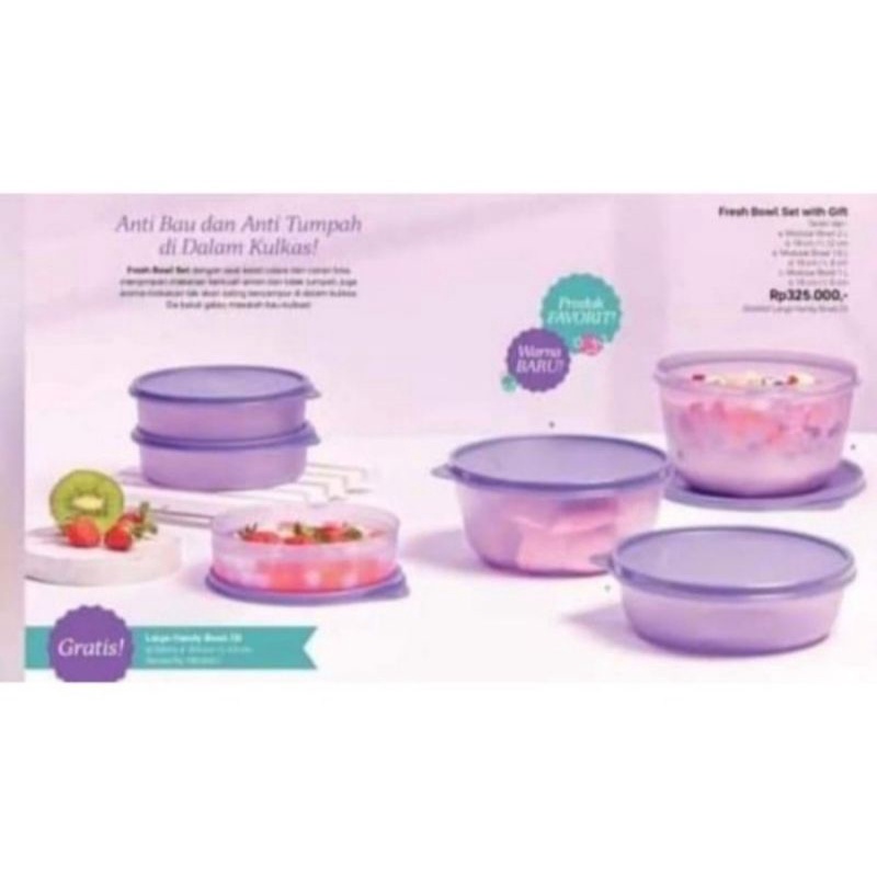 Tempat sayur tupperware fresh bowl set with Gift (6)pcs mangkok saji