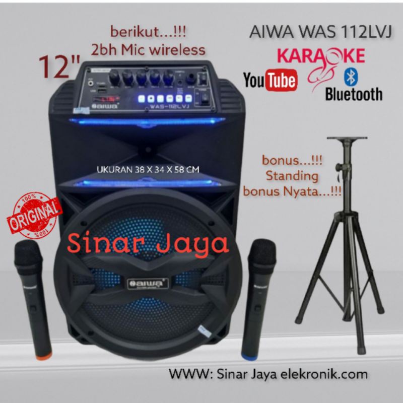 Speaker Portable 12 inch AIWA WAS 112LVJ Garansi 1 Tahun