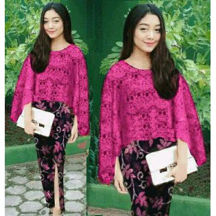Promo GB Setelan Baju Kebaya Brukat Batik Modern Vindy Berkualitas