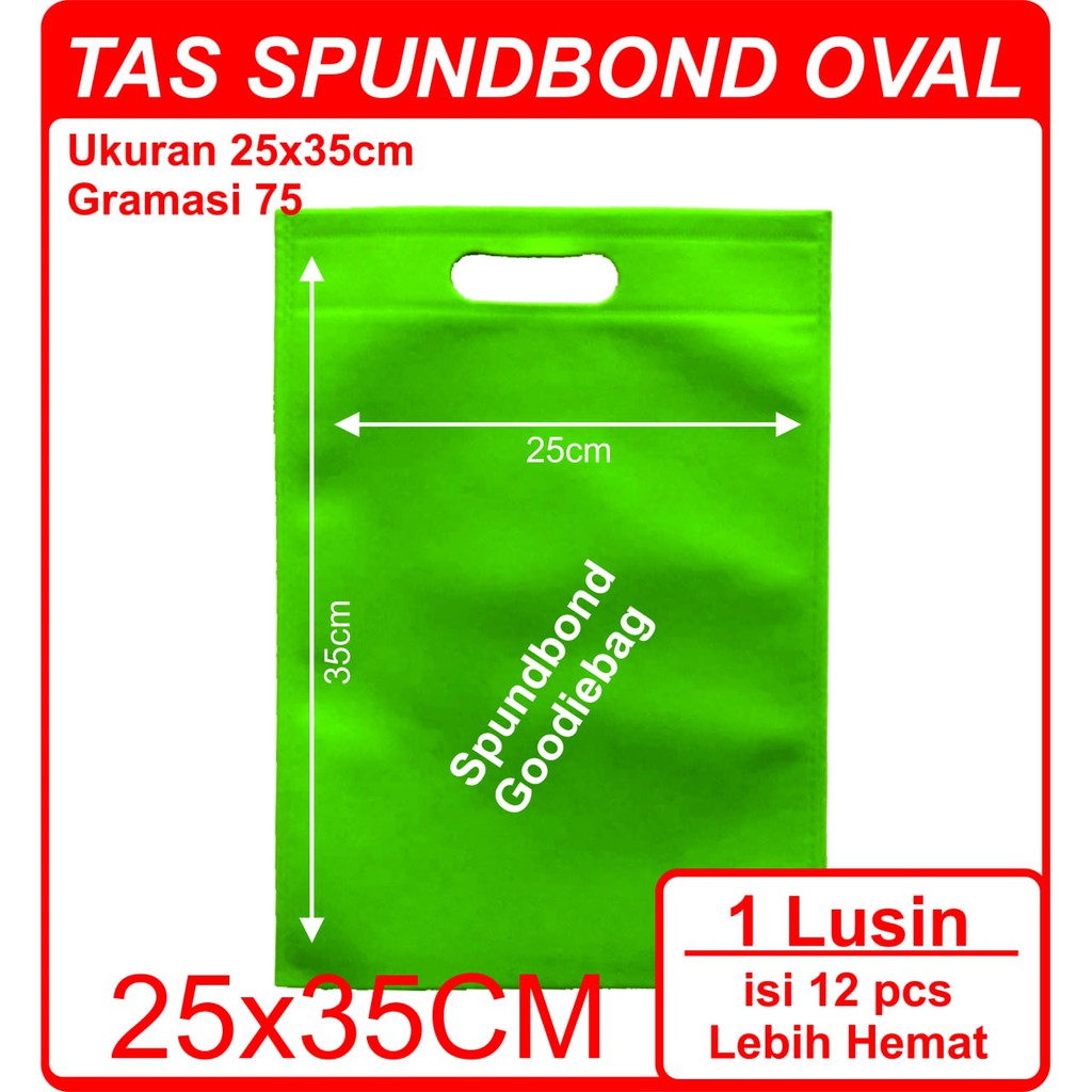 

Kodi GoodieBag Spunbond Oval Warna Hijau Muda 25cmx35cm / Tas Souvenir