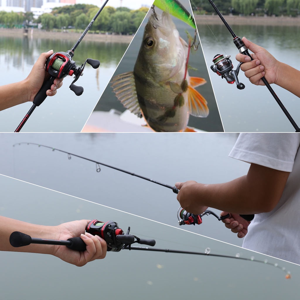 Serat Karbon Spinning Casting Fishing Rod Kualitas Tinggi EVA Menangani 3 Bagian 1.8 M Baitcasting Fishing Rod untuk Air Asin Air Tawar Sungai Danau Memancing Ikan Mas