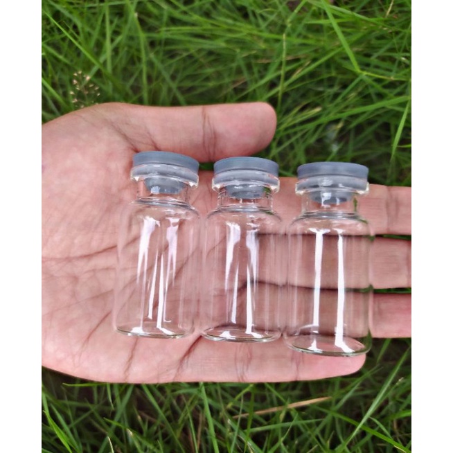 Botol Vial/Botol Kaca 10ml Tutup Rubber Stoper/Botol Pernak-pernik