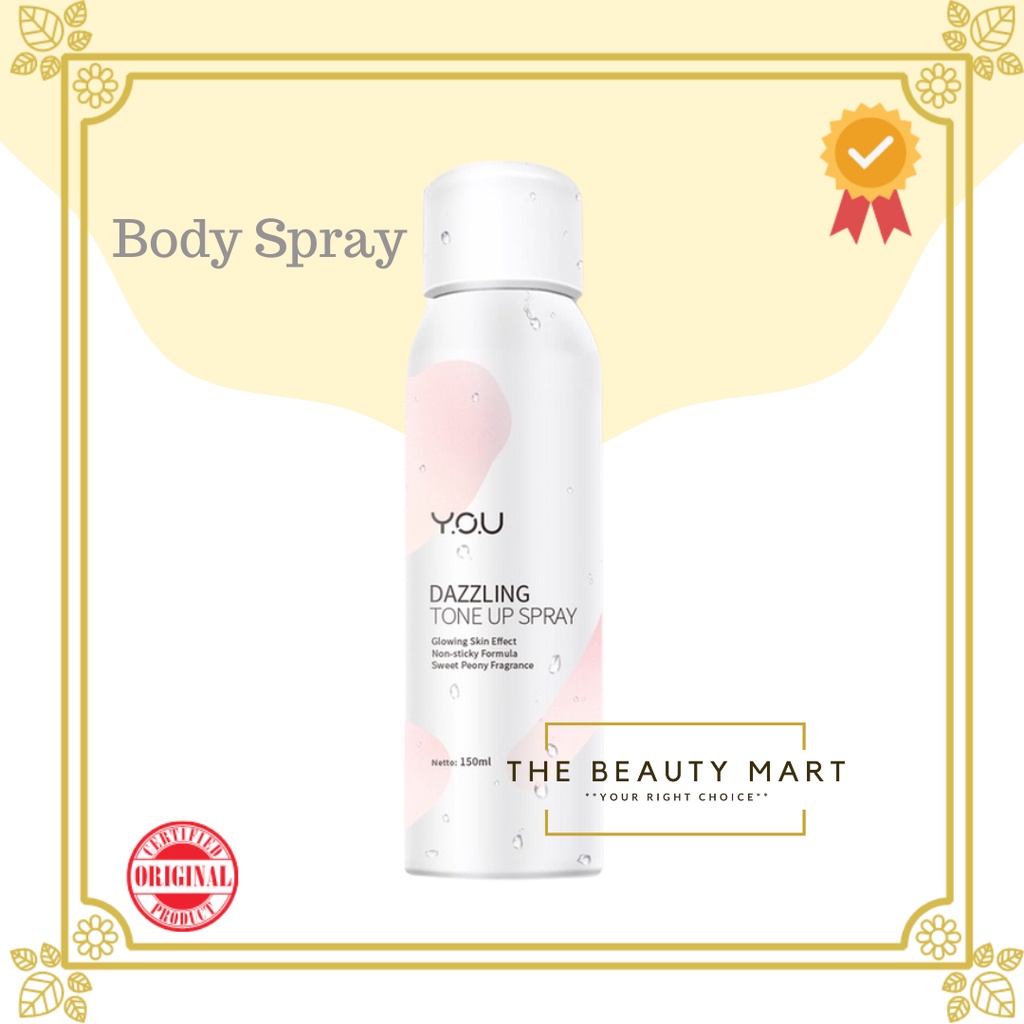 Y.O.U Dazzling Glow Up Series Instan Bright | Tone Up Spray, Day/Night Cream, Face Wash, Body Cream, Glow Up Toner