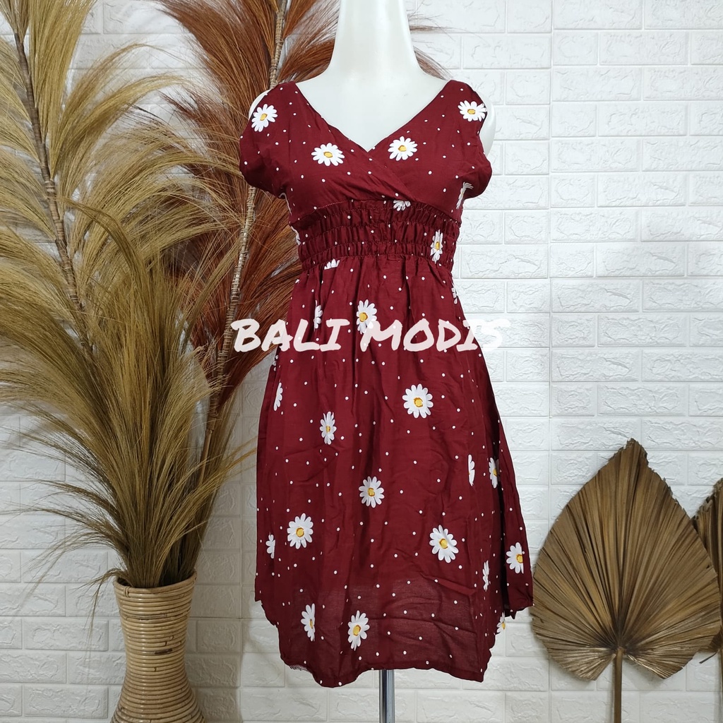DASTER DRESS MOZA TANGGUNG BALI-MAROON MATAHARI