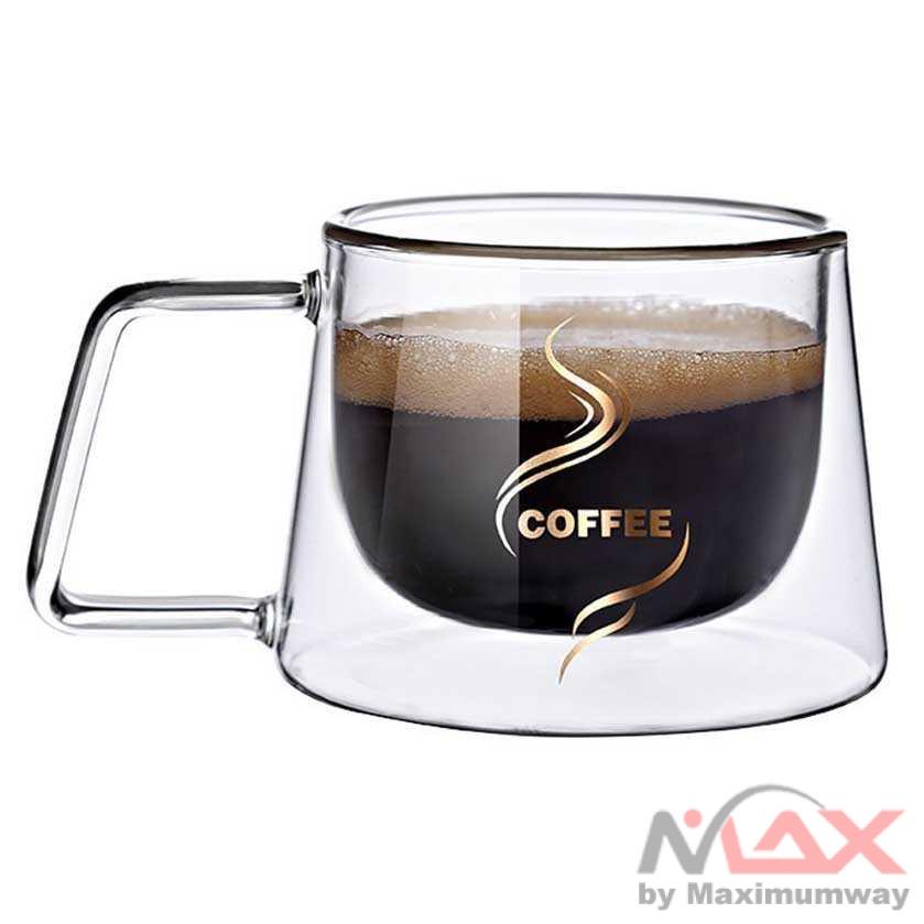 Gelas kopi Cangkir Minum coffee One Two Cups Cangkir Kopi Anti Panas Double-Wall Glass Dome 200ml