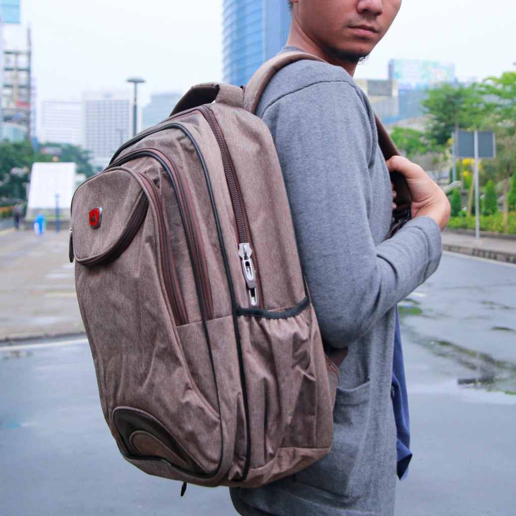 Tas Ransel Backpack Laptop 14 Inch Kuliah Kerja Travel Multifungsi Casual Elegan Pria Cowok - 01