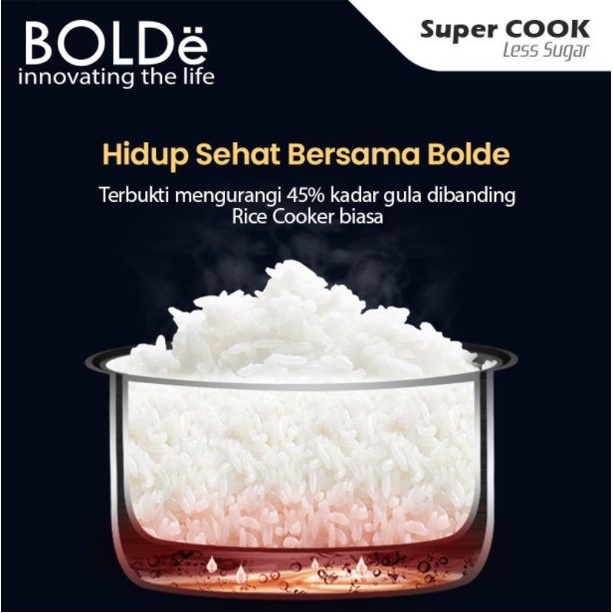 BOLDE Super Cook Less Sugar Rice Cooker 1L Magicom Rendah Gula Diet