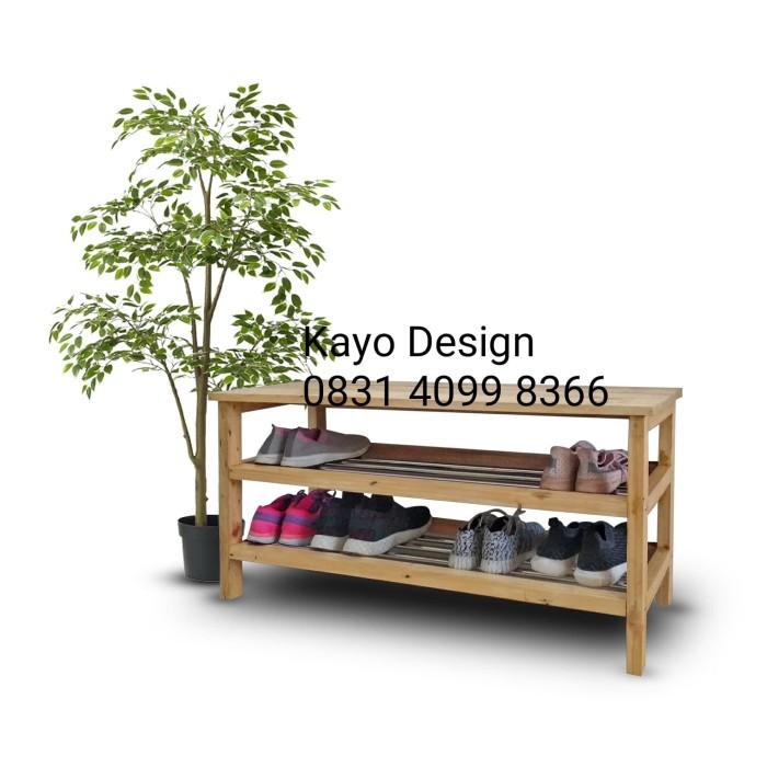 Rak Sepatu / Tempat duduk / 2 tingkat / Rak Sepatu Kayu / Rack Sepatu