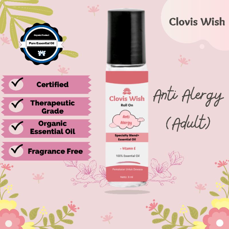 Clovis Wish Anti Alergy Gatal Biduran Alergi Makanan altrn cessa Roll On Minyak Oles Essential Oil D