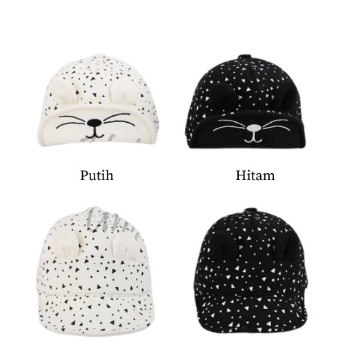Topi Anak Bayi karakter kucing full sablon Topi Bayi umur 3 bulan - 3 tahunan unisex-1
