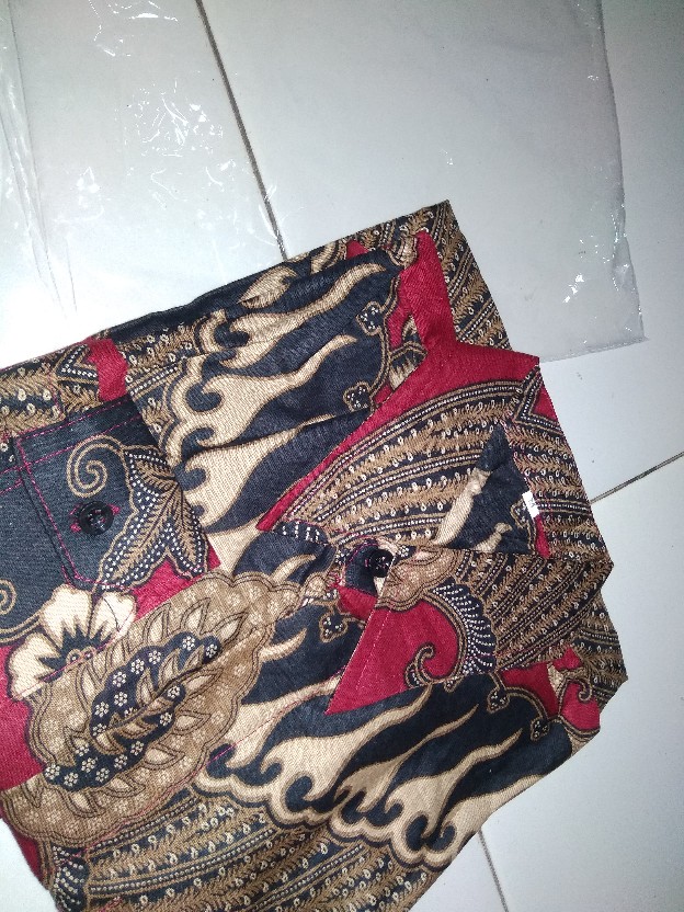 Kemeja Batik Pria Lengan Panjang Size M L Xl Xxl  Bswart Batik Hrb026 Kenongo Hem Panjang Padi